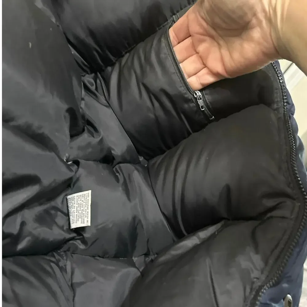 First Down Puffer heavy duty coat Vintage Black&Blue Mens LG Duck Down  3.5lb